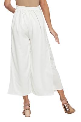 White plain georgette palazzo pants 4
