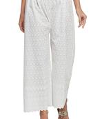 White plain cotton palazzo pants