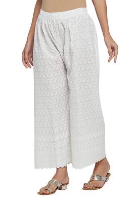 White plain cotton palazzo pants 2