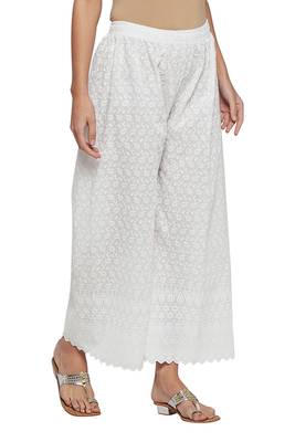 White plain cotton palazzo pants 3
