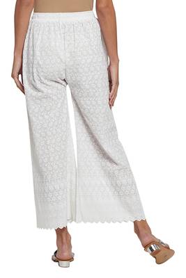 White plain cotton palazzo pants 4