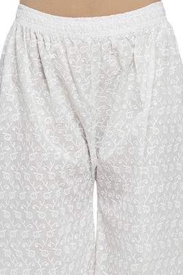 White plain cotton palazzo pants 5
