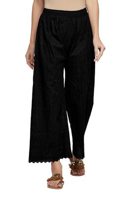 Black plain cotton palazzo pants 1