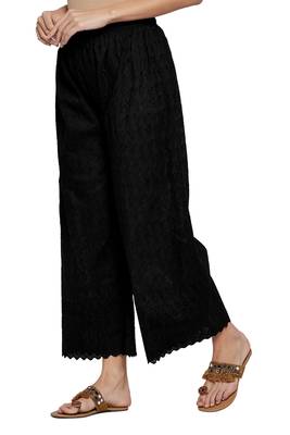 Black plain cotton palazzo pants 2