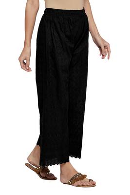 Black plain cotton palazzo pants 3