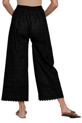 Black plain cotton palazzo pants 4
