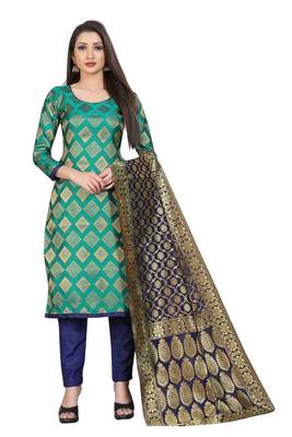 Turquoise jacquard jacquard salwar 1