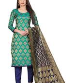 Turquoise jacquard jacquard salwar