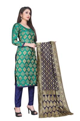 Turquoise jacquard jacquard salwar 2