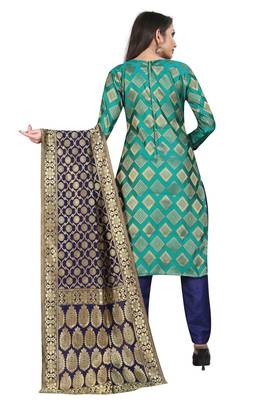 Turquoise jacquard jacquard salwar 3