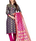 Blue jacquard jacquard salwar