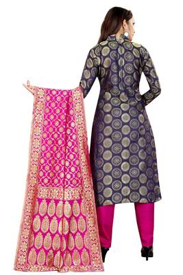 Blue jacquard jacquard salwar 3