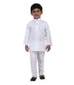 White Plain Cotton Boys Kurta Pyjama