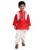 Red Plain Cotton Boys Dhoti Kurta