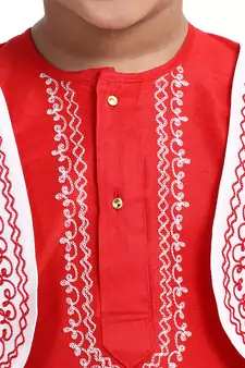 Red Plain Cotton Boys Dhoti Kurta