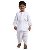 White Plain Cotton Boys Dhoti Kurta