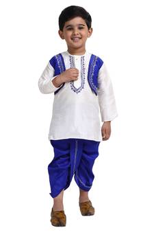 White Plain Cotton Boys Dhoti Kurta