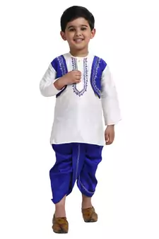 White Plain Cotton Boys Dhoti Kurta