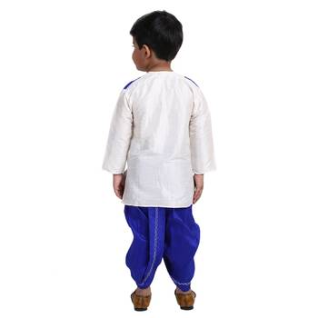 White Plain Cotton Boys Dhoti Kurta 3