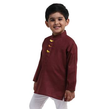 Purple Plain Cotton Boys Kurta 1
