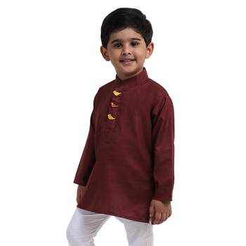 Purple Plain Cotton Boys Kurta 2