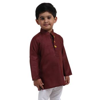 Purple Plain Cotton Boys Kurta 3