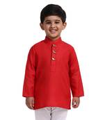 Red Plain Cotton Boys Kurta