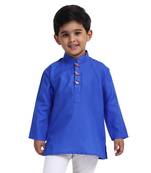Blue Plain Cotton Boys Kurta