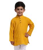 Yellow Plain Cotton Boys Kurta