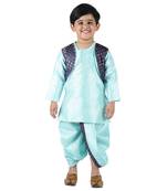 Blue Woven Silk Boys Dhoti Kurta