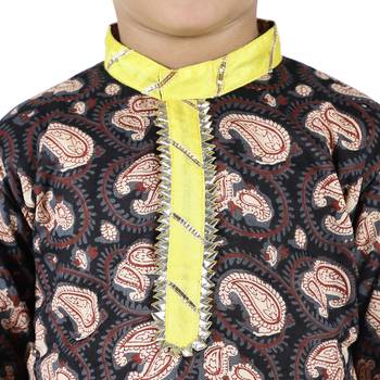 Brown Printed Cotton Boys Dhoti Kurta 2