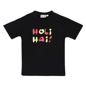 Black Printed Cotton Boys Tshirts 1