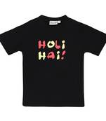 Black Printed Cotton Boys Tshirts