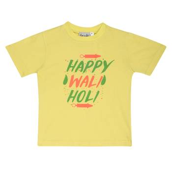 Yellow Printed Cotton Boys Tshirts 1