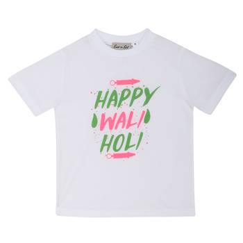 White Printed Cotton Boys Tshirts 1