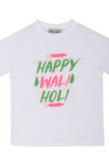 White Printed Cotton Boys Tshirts