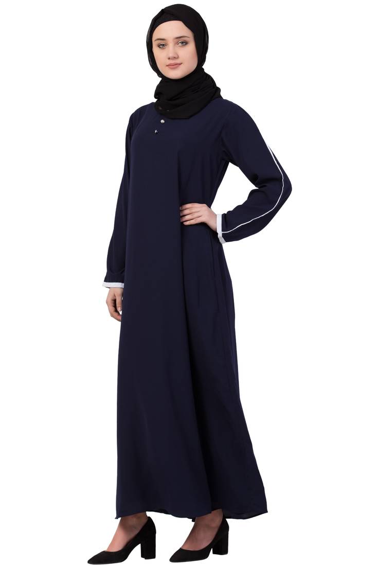 Navy Blue Matt Nida Plain Abaya