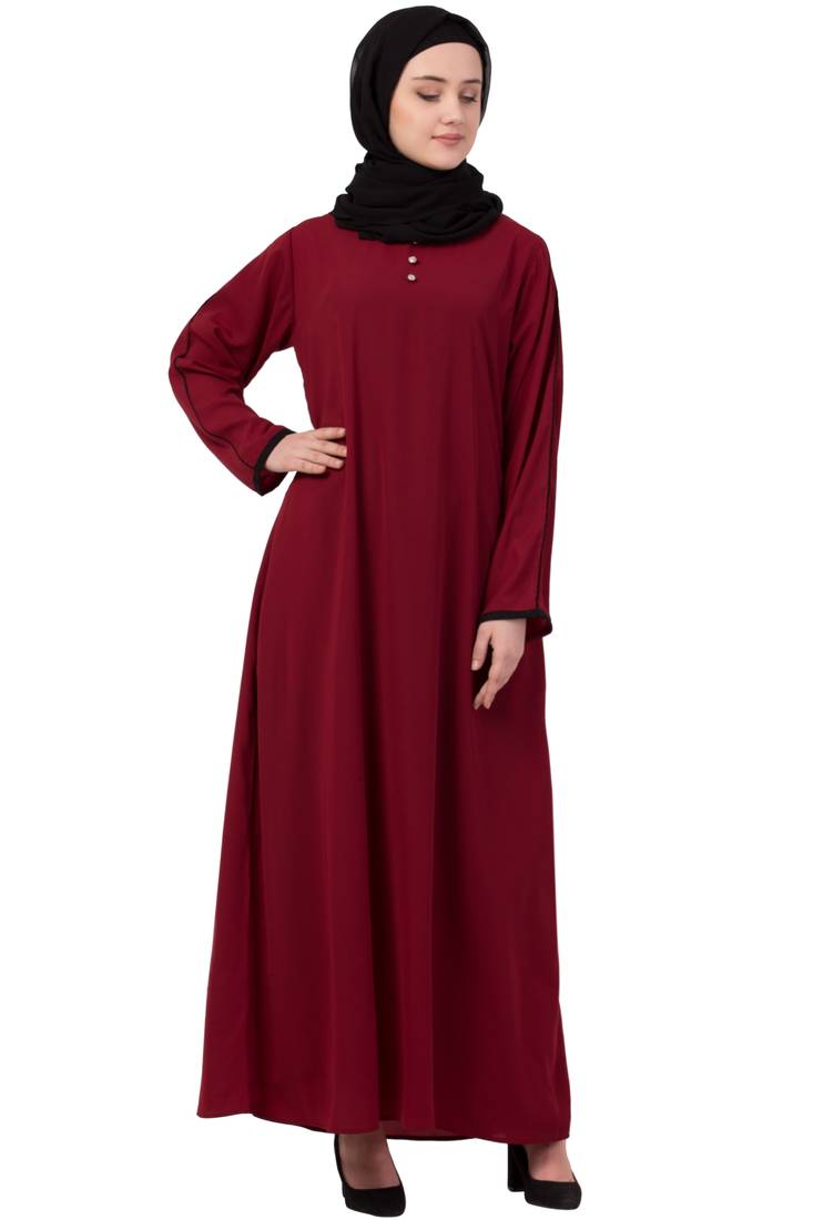 Maroon Matt Nida Plain Abaya