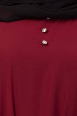 Maroon Matt Nida Plain Abaya 5