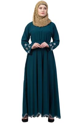 Sea Green Plain Kashibo Kaftab And Hijab 1