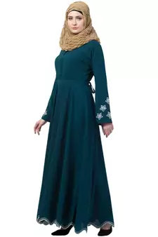 Sea Green Plain Kashibo Kaftab And Hijab