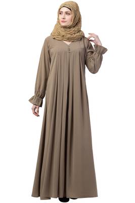 Beige Color A Pleated Sleeve Abya 2
