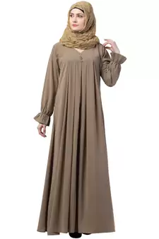 Beige Color A Pleated Sleeve Abya