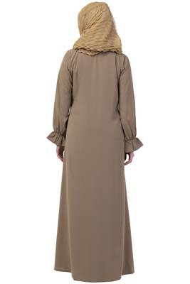 Beige Color A Pleated Sleeve Abya 3