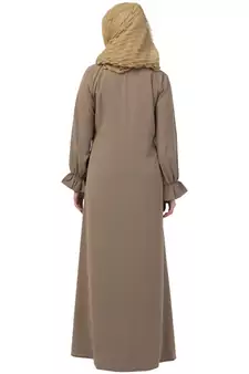 Beige Color A Pleated Sleeve Abya