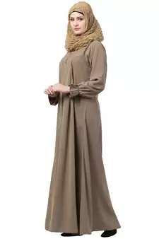 Beige Color A Pleated Sleeve Abya