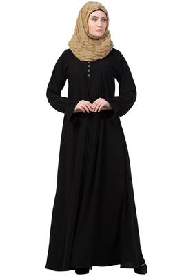 Black Color A Pleated Abaya 1