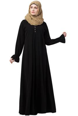 Black Color A Pleated Abaya 2