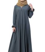 Grey Color A Pleated Abaya