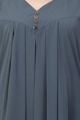 Grey Color A Pleated Abaya 2